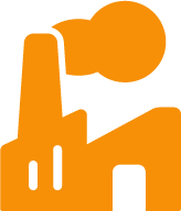 Orange abstract icon resembling a microphone on a stand with a rounded head and vertical stem